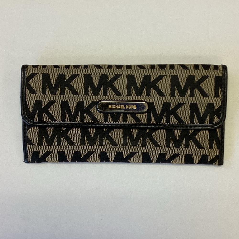 Michael Kors Black and Brown Logo Wallet